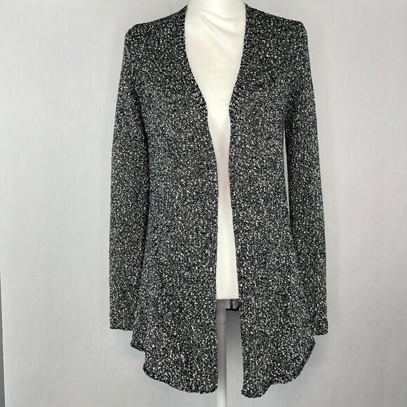 Eileen Fisher Black and White Tweed Open Front Cardigan Sweater. Size Small Pet. - Picture 1 of 12